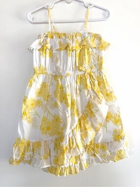 GAP White and Yellow Floral Ruffle Sundress